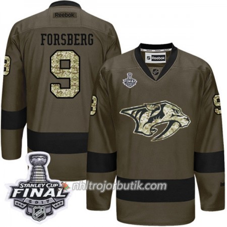 Män Ishockey Nashville Predators Tröja Filip Forsberg 9 Adidas 2017-2018 Camo Grön 2017 Stanley Cup Final Authentic